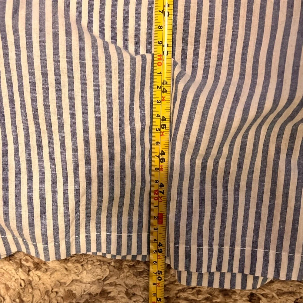 Chouytou button down shirt dress blue & white stripes, side pockets, split hem - Picture 8 of 16